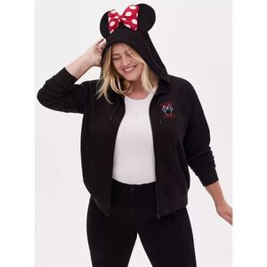 Disney Minnie Mouse Black Fleece Zip Hoodie Torrid Size 3